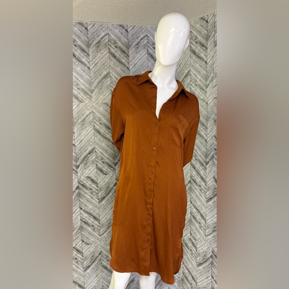 Yaya & co. Stylish brown Button-Up long sleeve blouse, size small
